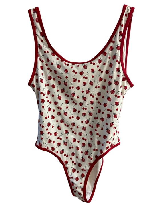 Victoria's Secret Other - Victoria's Secret pink white One-Piece with Red Cherry strawberry Print XL NWT